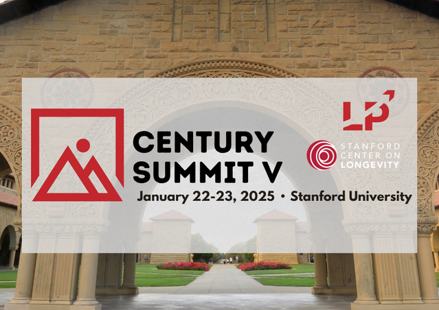  An image promotes the Century Summit V, taking place January 22-23, 2025 at Stanford University, showcasing a picturesque view through a Stanford University archway.