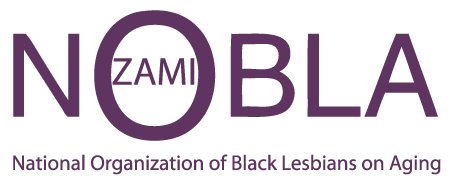 National Organization of Black Lesbians on Aging beneath the NOBLA acronym with the word Zami inside of the O