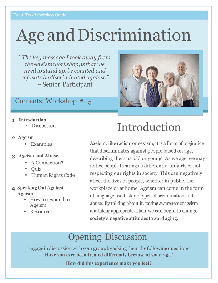 Tea & Talk Workshop Guide Age & Discrimination